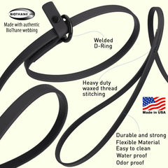 Dogline Biothane slip leash shows compact collar-and-leash design for easy storage and portability.