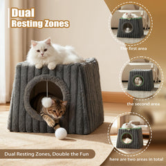 Dogpals cat bed with soft faux rabbit fur for warm comfort.