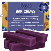 Dogsee Blueberry packaging for Himalayan yak cheese chews with grain-free promise.