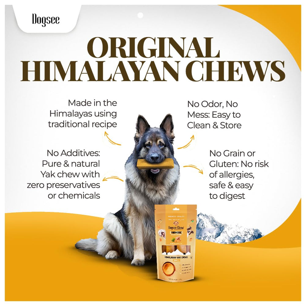 Dogsee turmeric-flavored chews highlight turmeric aroma and natural ingredients.