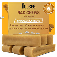 Dogsee Yak Chews 1lb pack on a clean surface, a natural long-lasting treat
