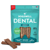 Dogswell Dental Chicken Jerky pack on the counter highlights daily dental care.