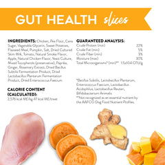 Dogswell Gut Health Slices Chicken closeup jerky: high protein texture