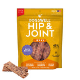 Dogswell Hip & Joint Duck Jerky pouch image showing real duck first ingredient for high-protein nutrition