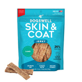 Dogswell Skin and Coat Lamb Jerky: premium protein supports a healthy coat.