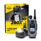 Dogtra 280X remote with front-button control for precise training moments.