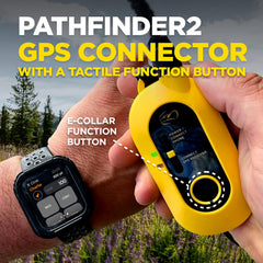 Dogtra Pathfinder 2 smartwatch app on a wrist for quick tracking and commands