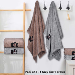 Dogvingpk brown dog towel pair soft microfiber for grooming