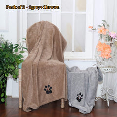 Dogvingpk extra large brown towel providing full coverage during post-bath drying