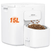 Dokoo automatic dog feeder front view showing 15L capacity for large dogs