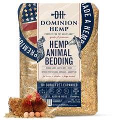 Dominion Hemp Bedding in a chicken coop showing 285L dry nesting area.