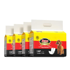 Dono disposable male dog diapers with wetness indicator showing color change after urination