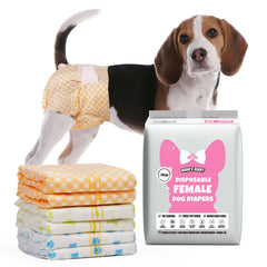Dono dog diapers with wetness indicator close-up showing color change for heat monitoring