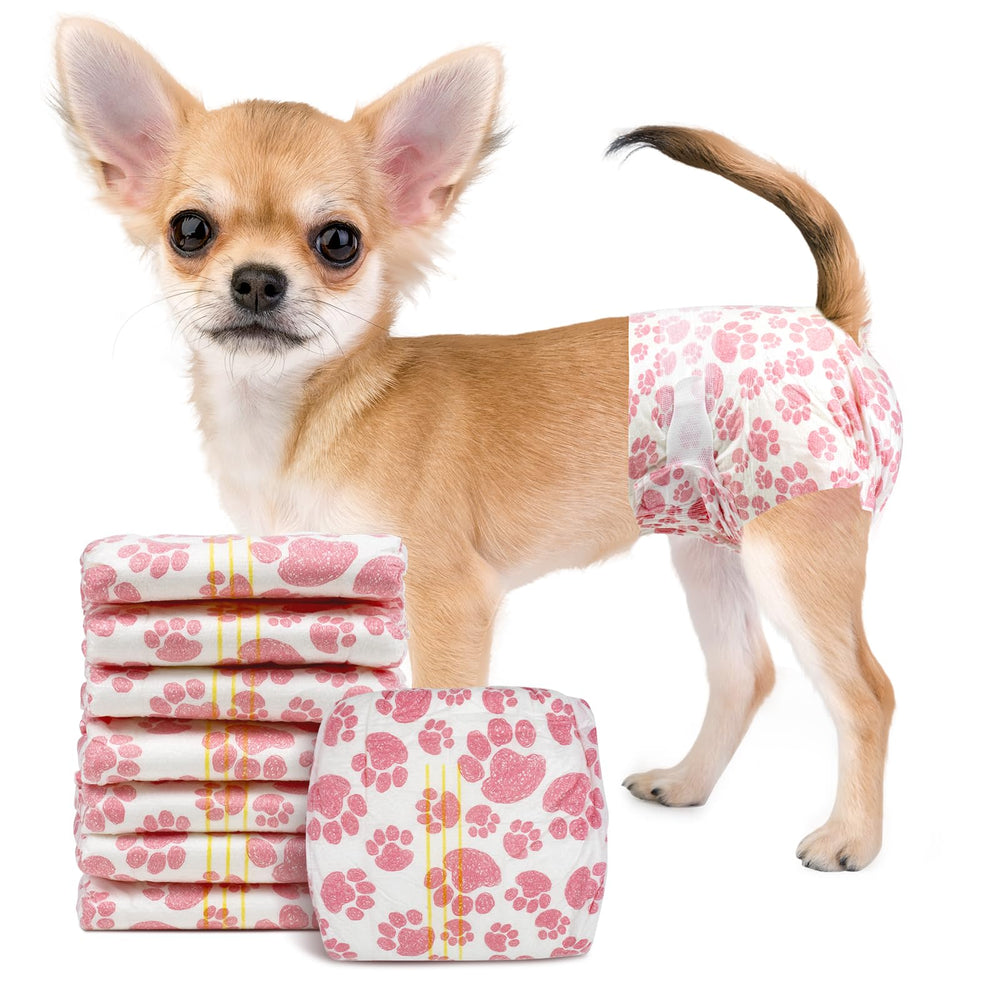 Dono dog diapers XX-Small waist-fit diagram shows snug sizing for tiny dogs.