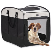 DONORO dog kennel front view showing sturdy frame and breathable mesh