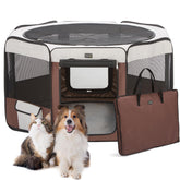 The DONORO dog playpen provides a 55-inch diameter for versatile indoor and outdoor use.