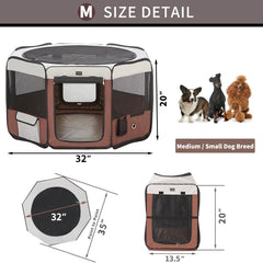 DONORO dog playpen removable top and bottom for easy cleaning
