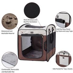 DONORO pop-up travel kennel offers quick setup and portability for on-the-go use.