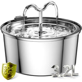 DOOOB cat water fountain body in brushed stainless steel for durable hydration.