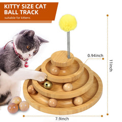 DoogCat 3-level ball tower entices multi-ball fun and motor exercise.