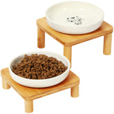 DoogCat elevated bowl stand shows a stable four-leg design for steady feeding.