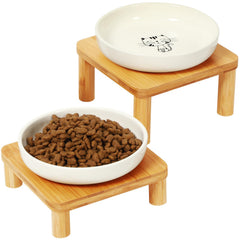 DoogCat elevated bowl stand shows a stable four-leg design for steady feeding.
