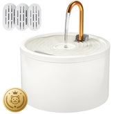 DOOOB ceramic cat fountain front view showing sleek white finish and hydration-ready design