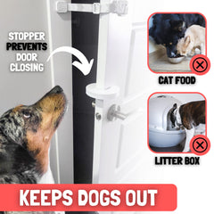 Door Buddy litter box protector keeps dogs out of cat areas.
