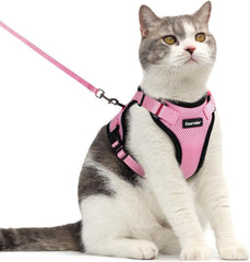 Dooradar cat harness with back D-ring leash for secure outdoor walks