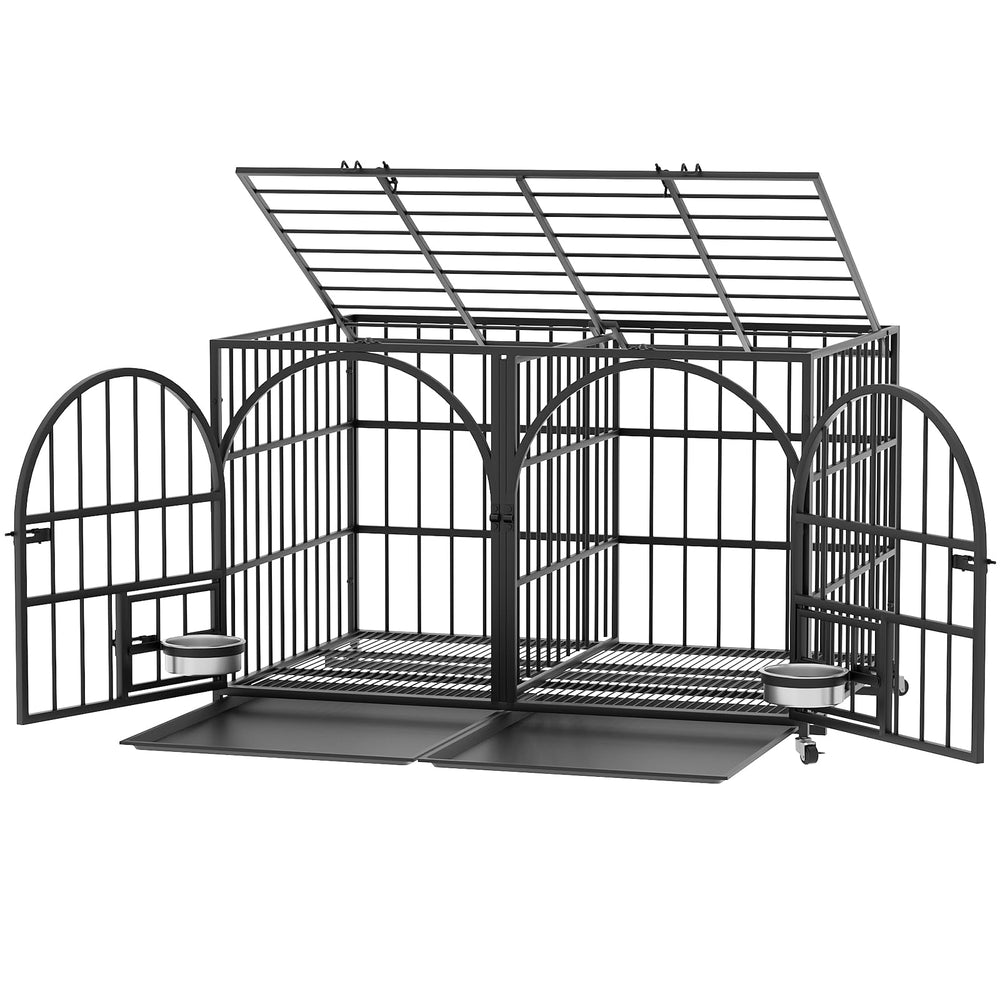 Dosker 42-inch heavy-duty crate, front view, showing robust metal frame for large dogs.