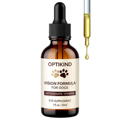 Dotkara Optikind Vision Drops bottle pour shows easy daily administration for dogs.