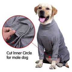 Dotoner recovery suit demonstrates as an alternative to an e-collar