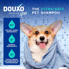 Douxo SPA shampoo bottle with coco-vanilla fragrance note.