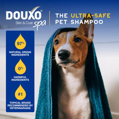 Post-rinse coat shines after using DOUXO Skin and Coat SPA oatmeal conditioner