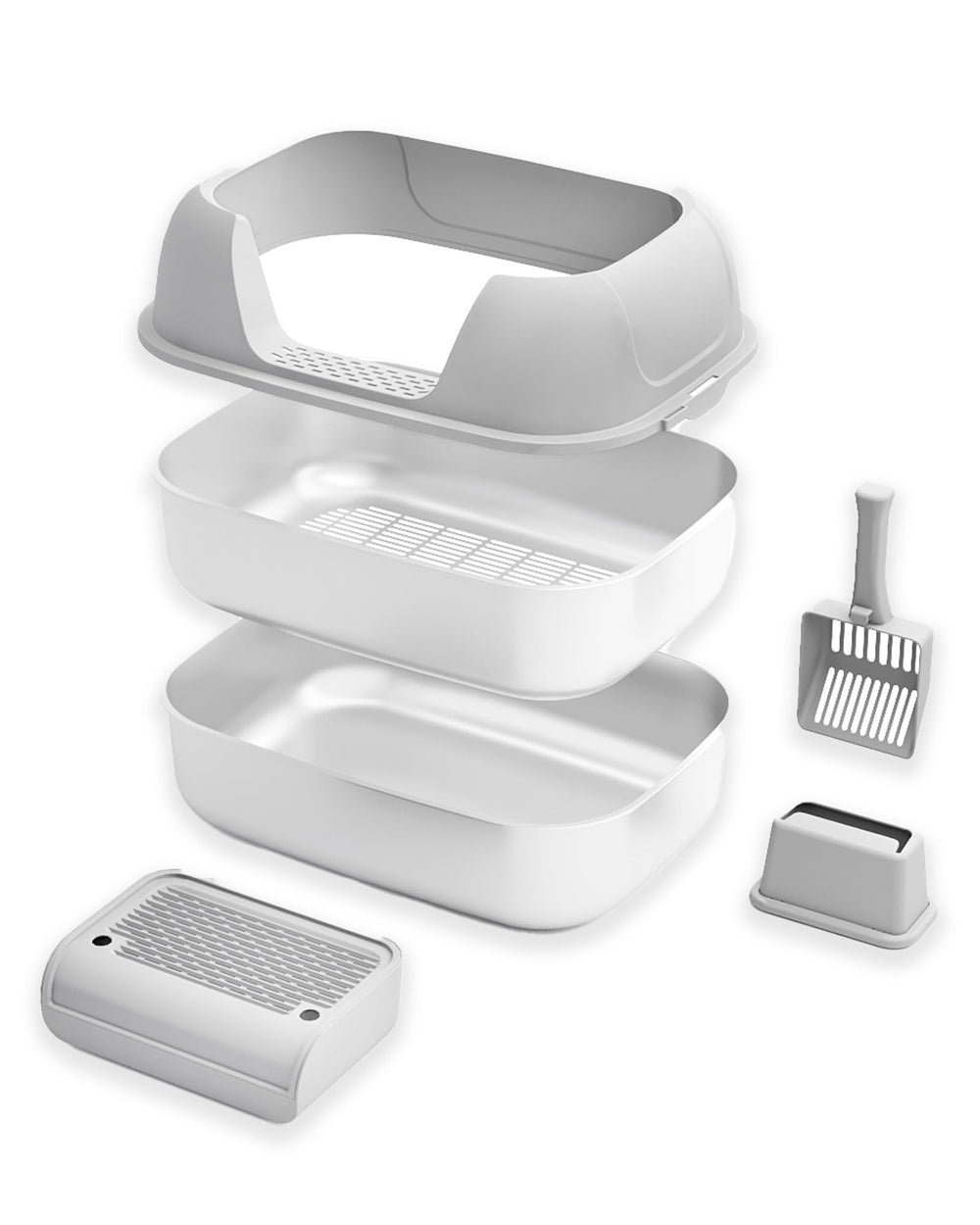 Dowanoqo stainless steel sifting litter box lid facilitates easy waste separation
