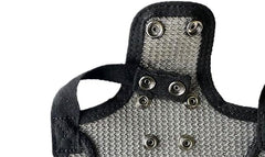 DOWN UNDER OUTDOORS shoulder cover detail showing feather protection when worn with the saddle