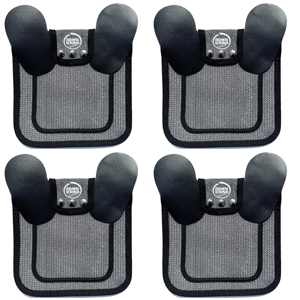 DOWN UNDER OUTDOORS saddles protect hen backs with breathable grey mesh.