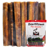 Downtown Pet Supply USA-made 12-inch bully stick for large dogs, promoting long-lasting chewing.
