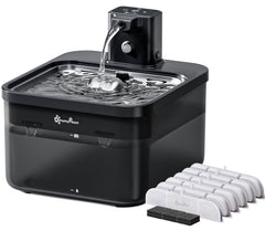 DownyPaws cordless fountain in living room view for easy hydration