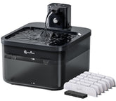 DownyPaws cordless water fountain front view promotes mess-free hydration for curious cats.