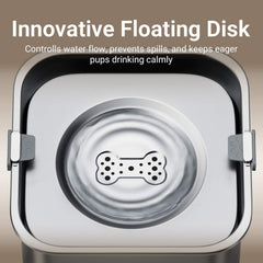 DownyPaws dishwasher-safe stainless bowl emphasizes simple maintenance.
