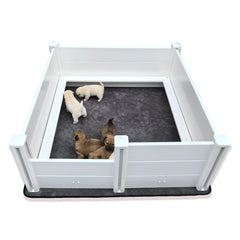 DOZZOPET whelping box overview showing ample space for dam and puppies