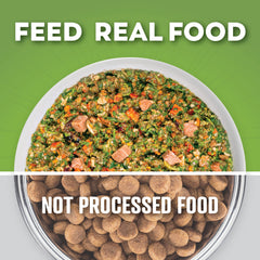 Dr. Harvey's rehydrated meal ready to serve, illustrating effortless prep.