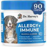 Dr. Harvey's Dog Allergy and Immune Soft Chews in bag support immune health.