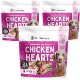 Dr. Harvey's Freeze-Dried Chicken Hearts pack front view—ideal training rewards for dogs.