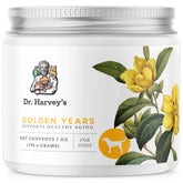 Dr. Harvey's Golden Years powder ready to mix into a senior dog's meal