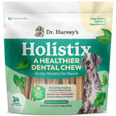Dr. Harvey's Holistix Dental Chews packaging for dogs, a tasty dental care option.