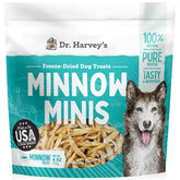 Dr. Harvey's Minnow Minis freeze-dried treats pack for training rewards.