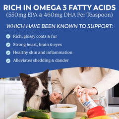 Dr. Harvey's Omega 3 promotes a glossy coat and smooth skin.