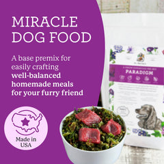 Rehydrated Paradigm Green Base Mix ready to mix with your dog's protein.